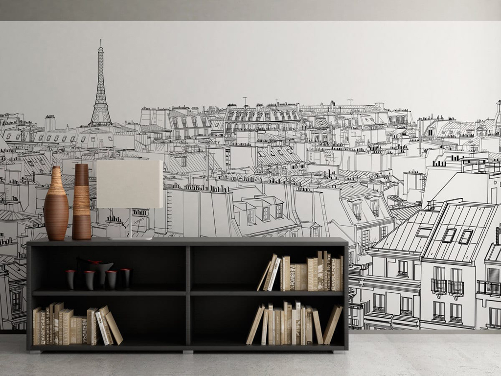 Paris grandes lignes papier peint moonwallstickers.com