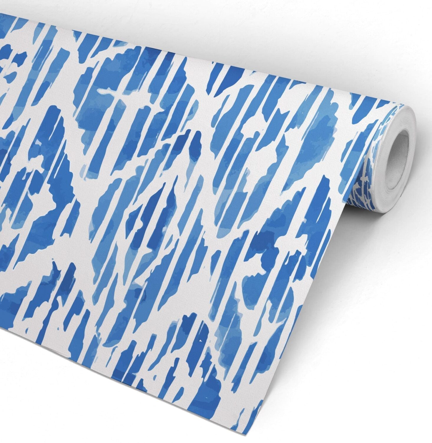 Blue Ikat Indigo Watercolor Wallpaper Roll