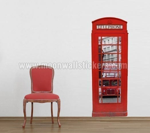 London Phone Booth Sticker Moon Wall Stickers London Phone Booth Sticker
