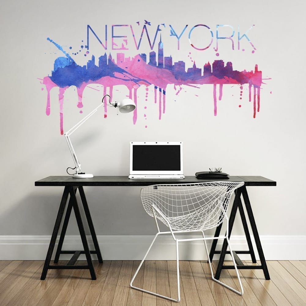 Wandtattoo Stadt New York Skyline Aquarell Aufkleber