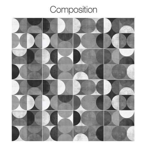 Wall Tile Stickers Mid Century Rounded - Composition
