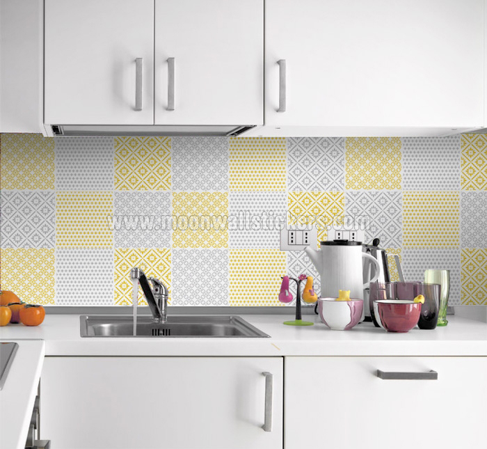 Kitchen Tiles Stickers cover tiles stickers yellow pattern Kitchen Tiles Stickers cover tiles stickers yellow pattern