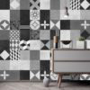 Geometric Graphite Tiles Stickers - Wall