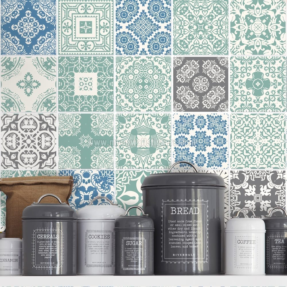 Kitchen Tiles Stickers pastel blue tiles stickers Kitchen Tiles Stickers pastel blue tiles stickers