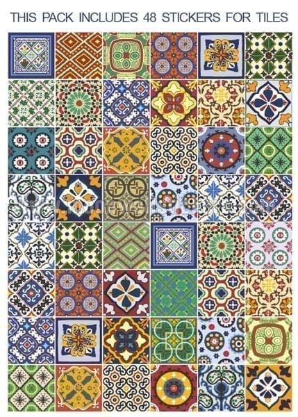 Talavera Tile Decals Pack Of 48 Talavera Tile Decals Composition