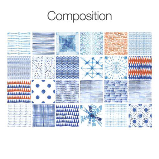 Shibori Watercolor Tile Decals - Composition