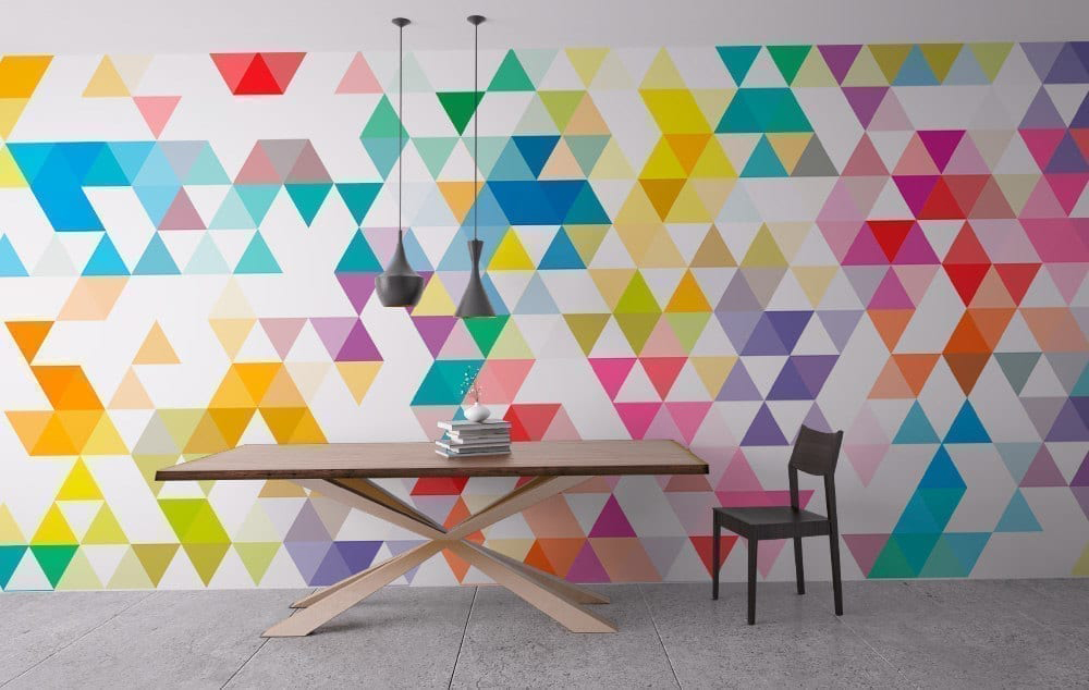 Wall Art Geometric Mid Century Triangles - Moonwallstickers.com