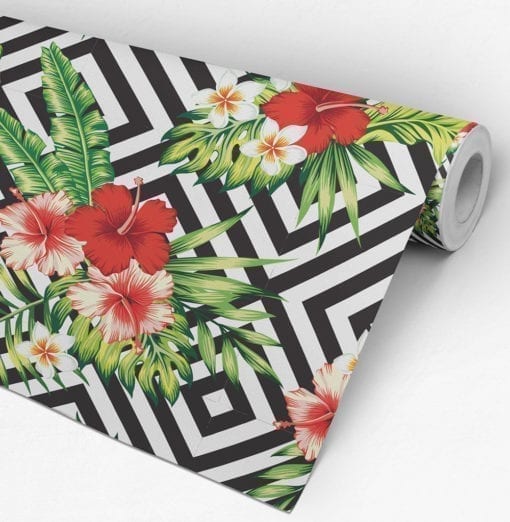 Flowers and Leaves Wallpaper Roll