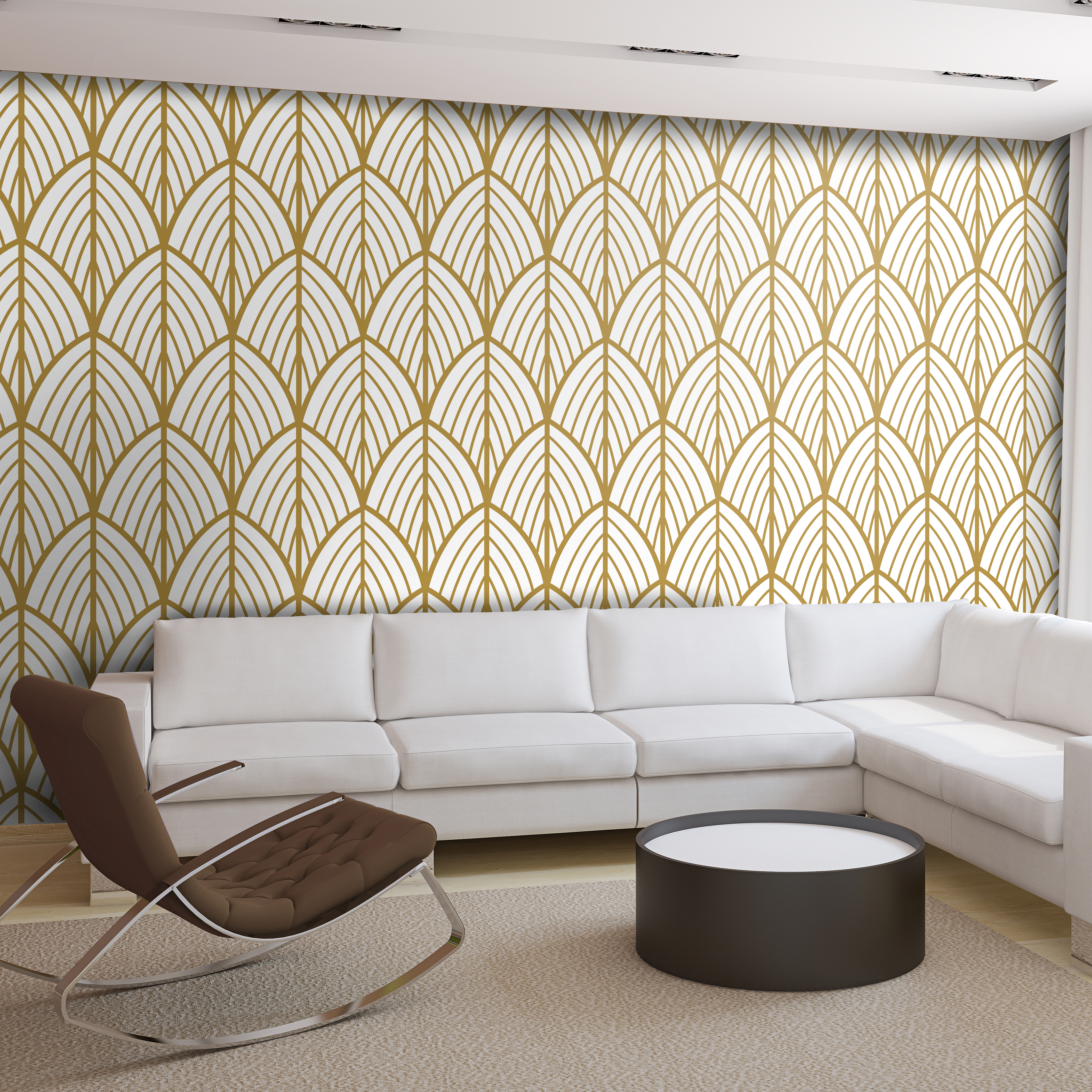  Art  Deco  Leaves Removable Wallpaper Moonwallstickers com