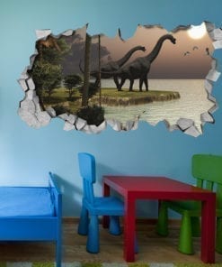 Brachiosaurus-dinosaur-sunset-3d-wall-decor