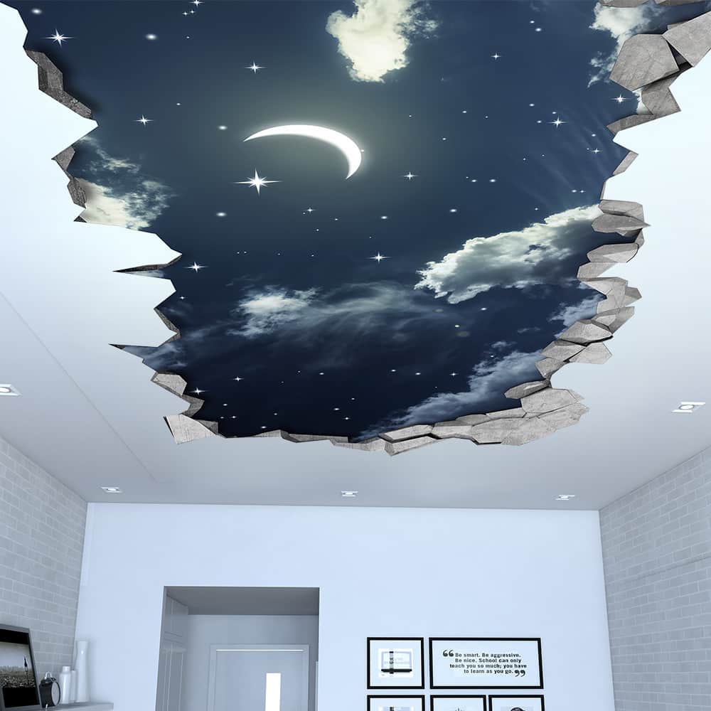 Espace nuit ciel planètes plafond Sticker décor sombre nuit espace Photo  plafond Mural auto adhésif exclusif Design Photo papier peint