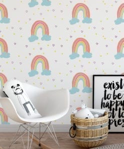 Rainbow Clouds Nursery Wallpaper
