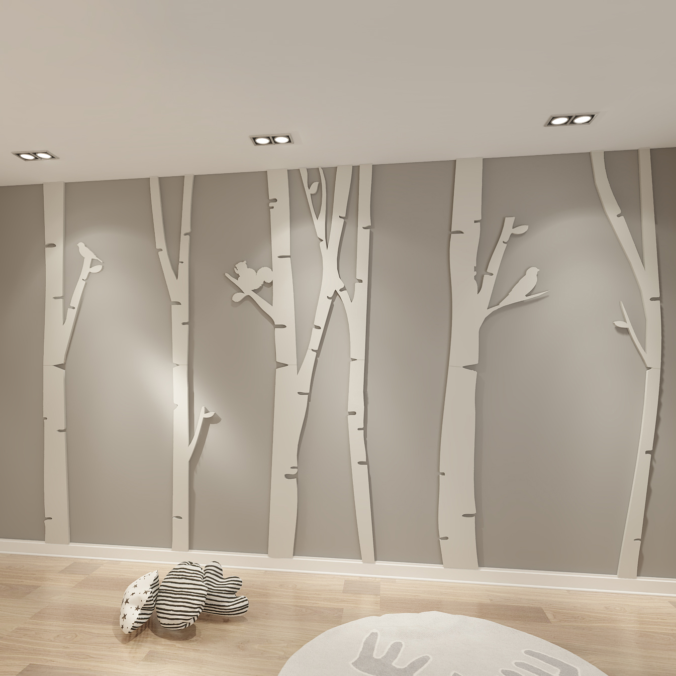 Birch Tree 3D Wall Art - Moonwallstickers.com on Wall D Cor 3 id=37201