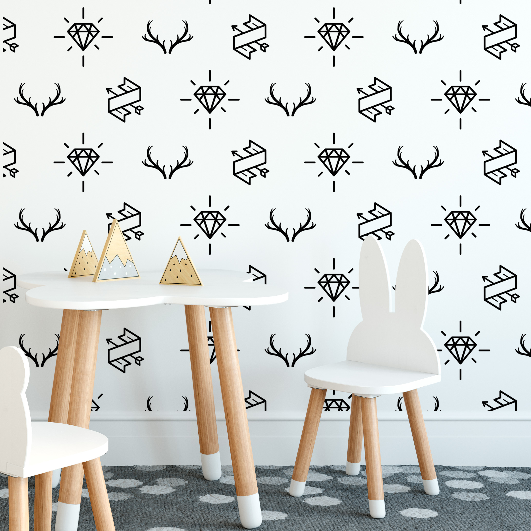 Hipster Muster Tapete Moonwallstickers Com