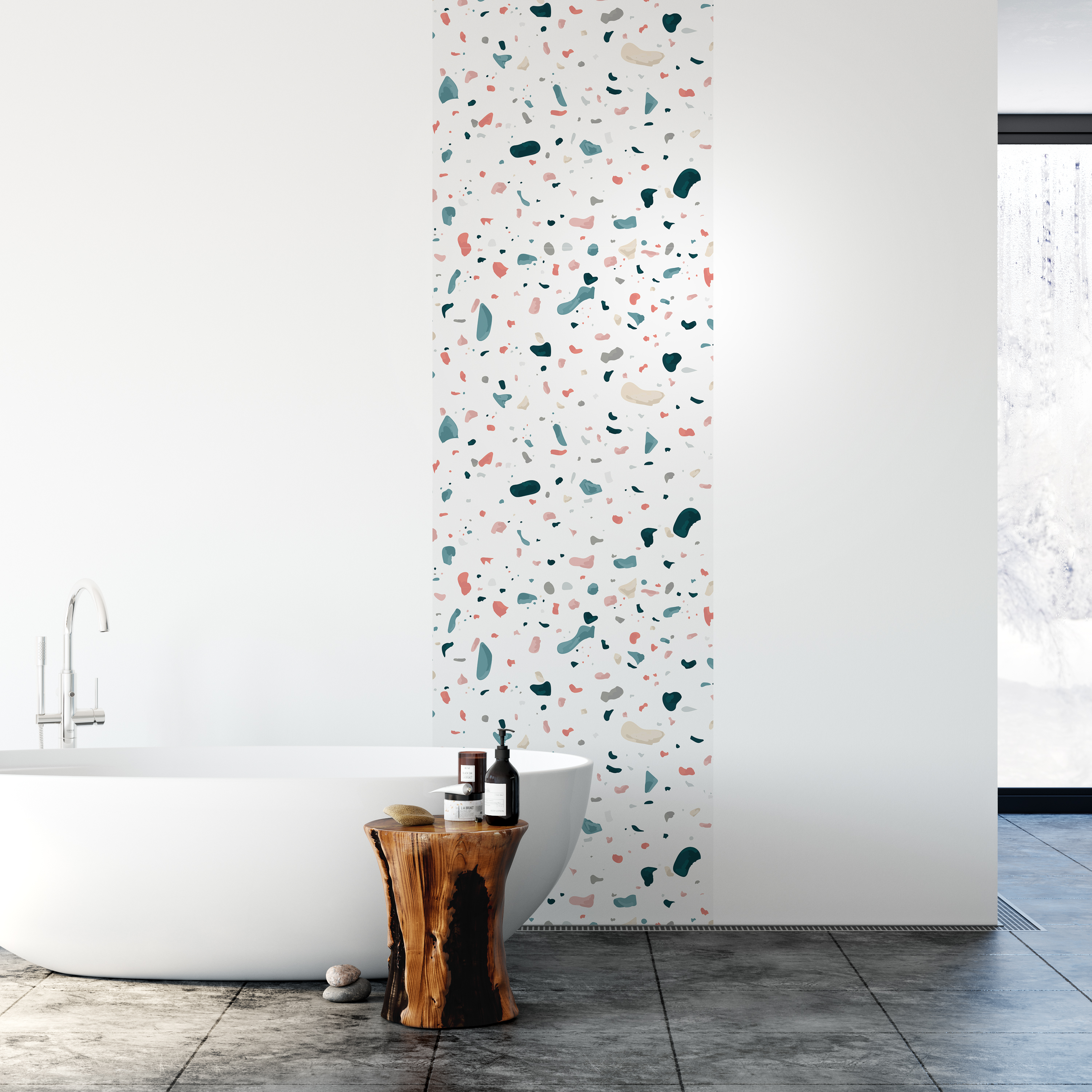 Kitchen Backsplash Decor White Terrazzo Moonwallstickers Com