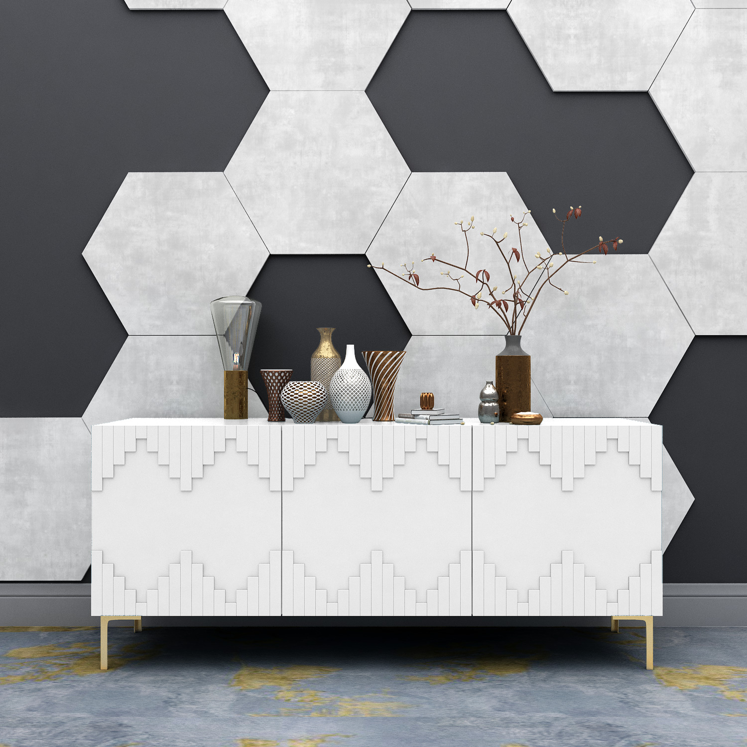 Art Mural Hexagone 3D (Pack 8)