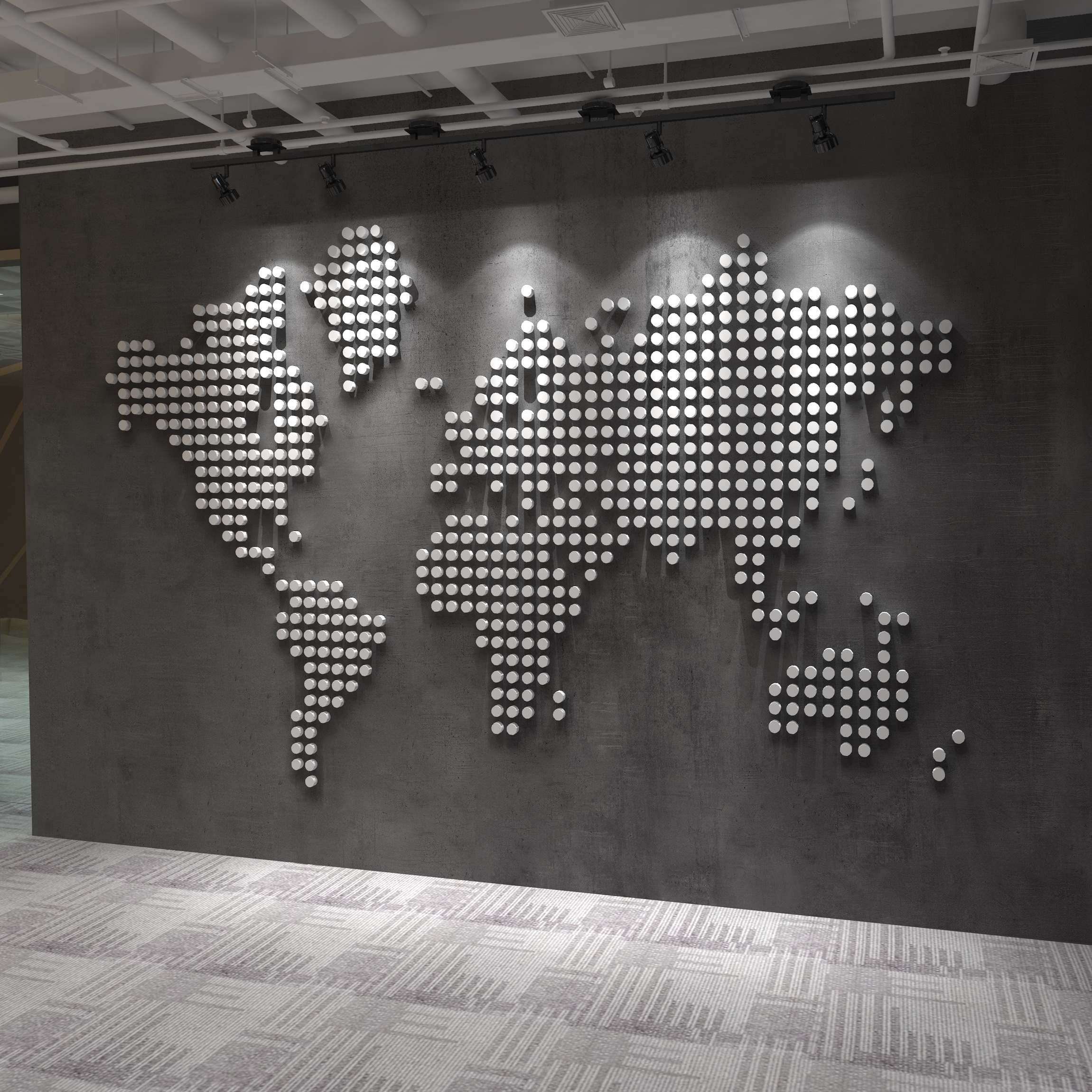 World Map 3D Dots Wall Decor - Moonwallstickers.com