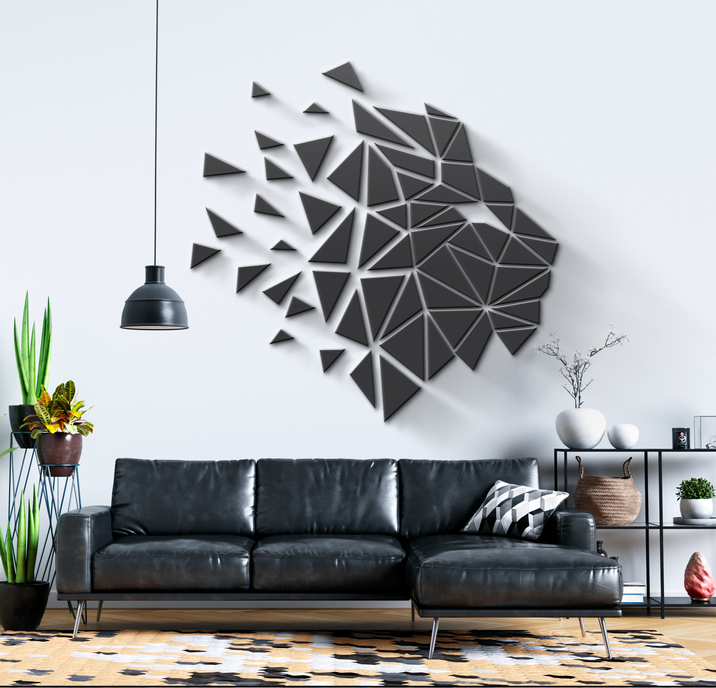 Geometric Lion Head 3D Wall Art