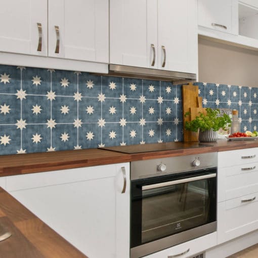 Kitchen Backsplash Decor - Blue Stars Tiles - Moonwallstickers.com